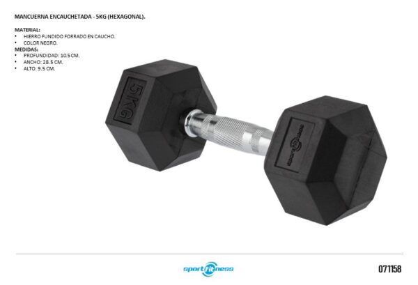 Bikes & Fitness Shop MANCUERNA ENCAUCHETADA 5KG (HEXAGONAL) SPORTFITNESS
